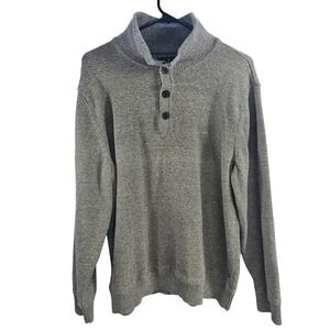 American Eagle Outfitters Mens Gray Speckled Knit‎ Button Mock Neck Sweater XXL